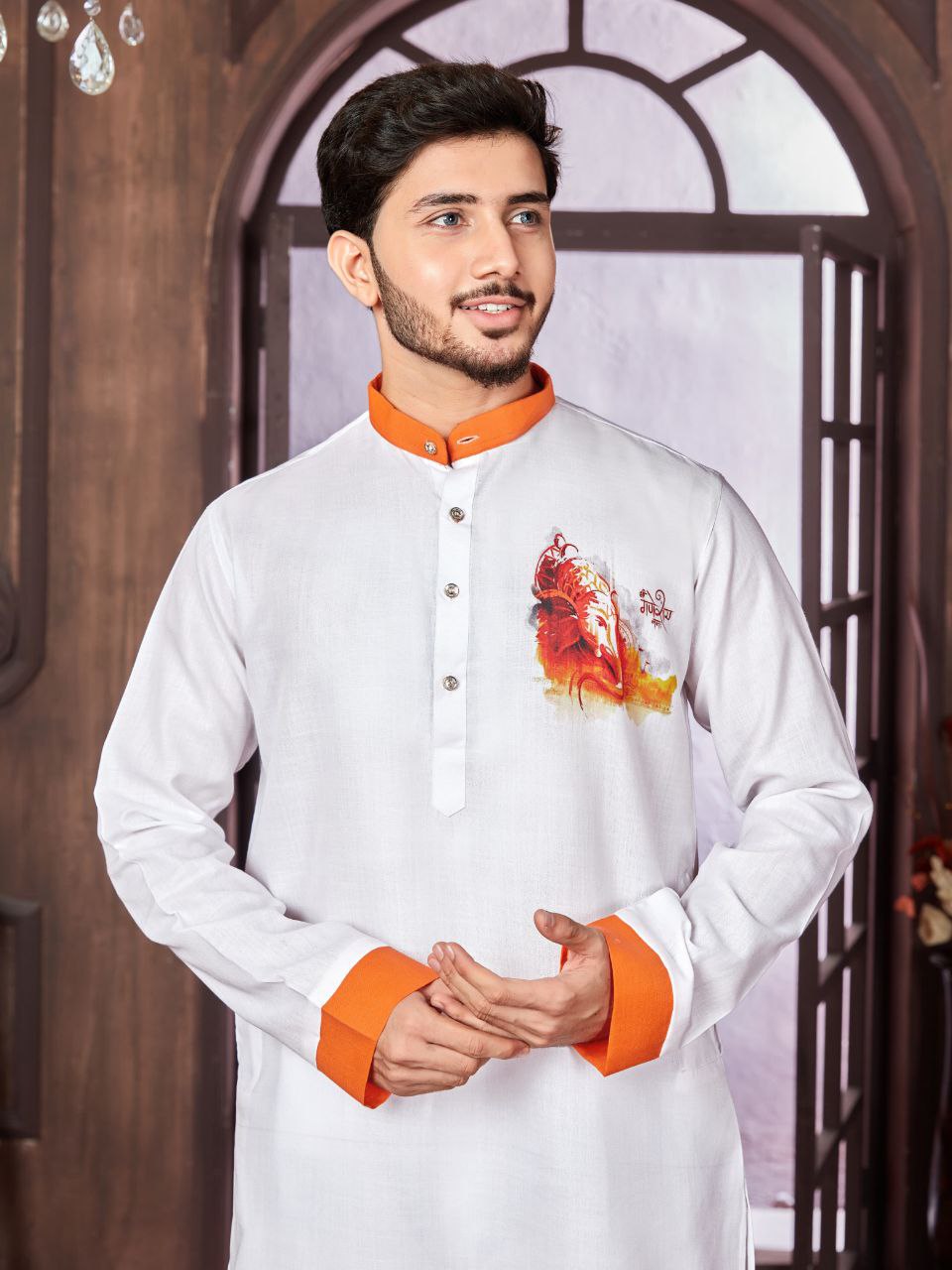 Men's Cotton Traditional Kurta Pyjama for Festival and Ganapati mahezon