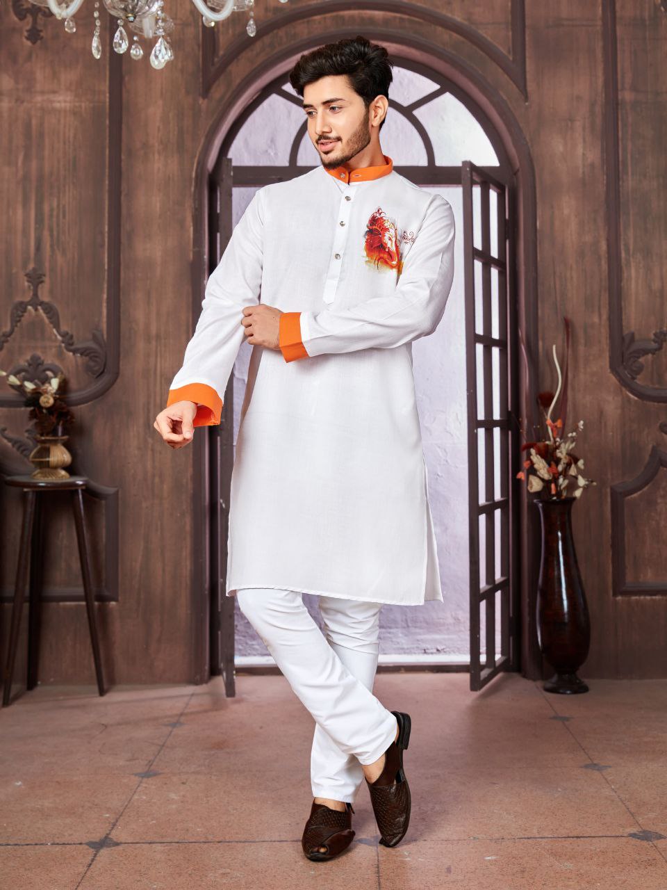 Men's Cotton Traditional Kurta Pyjama for Festival and Ganapati mahezon