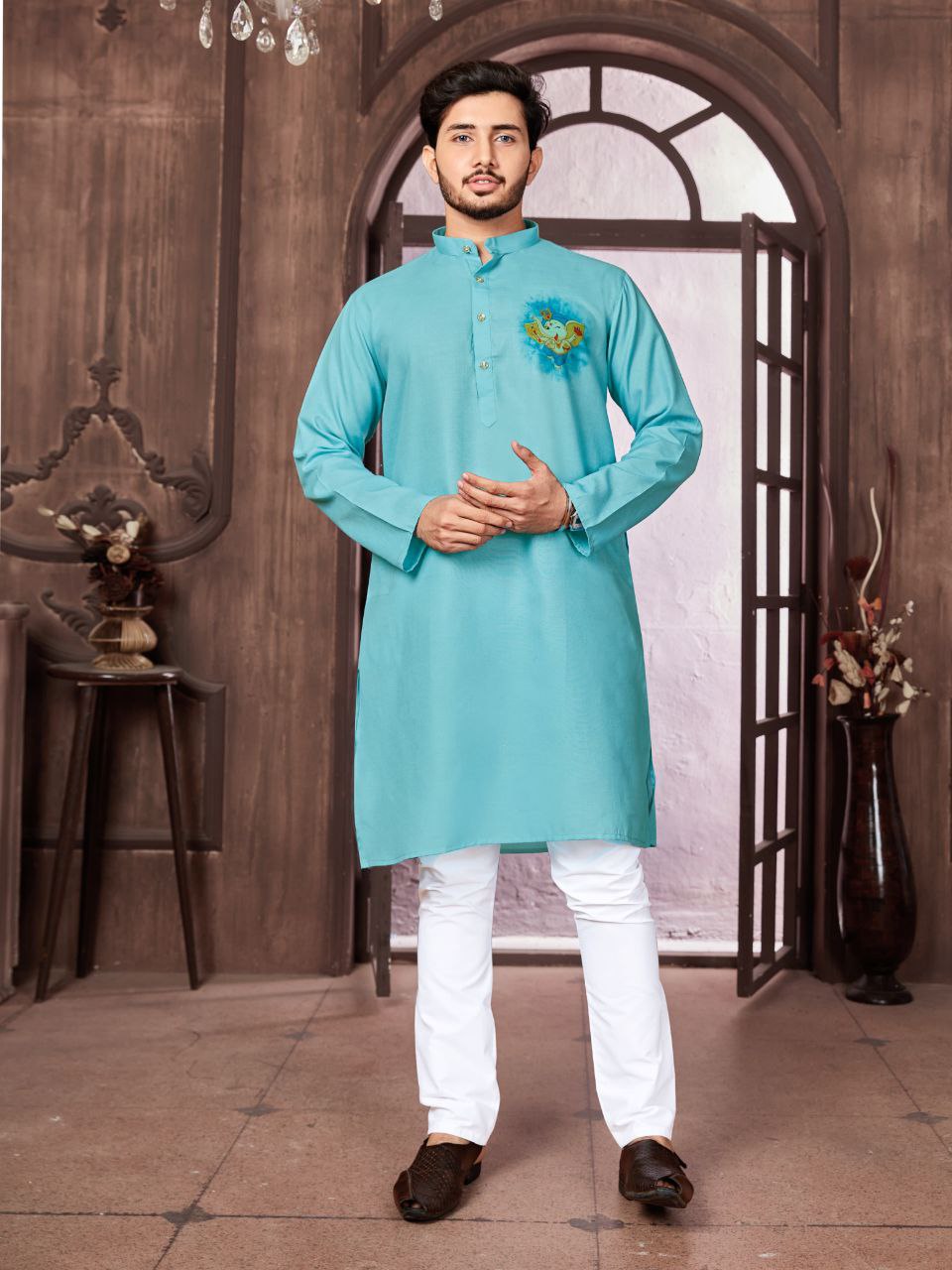 Men's Cotton Traditional Kurta Pyjama for Festival and Ganapati mahezon