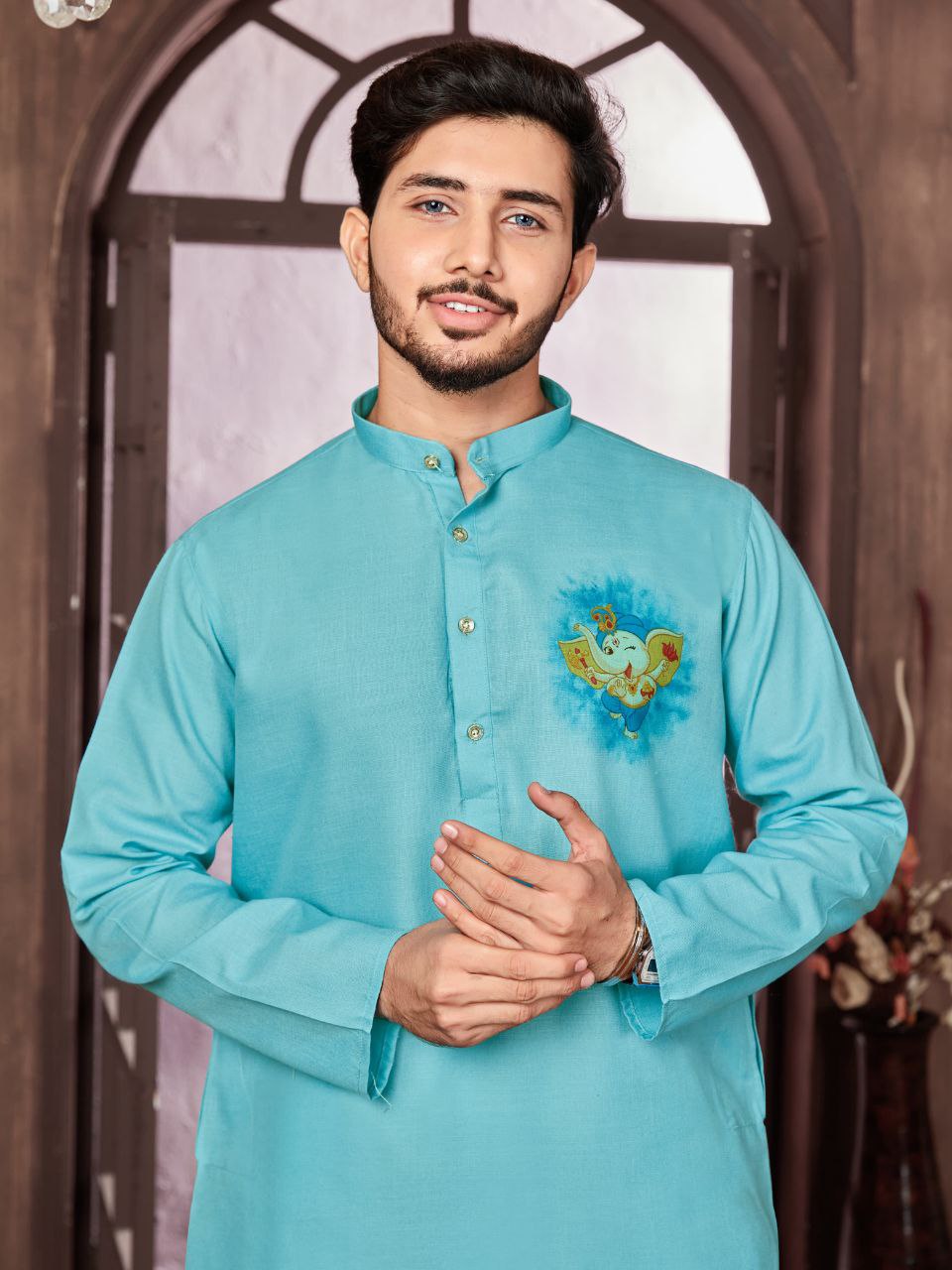 Men's Cotton Traditional Kurta Pyjama for Festival and Ganapati mahezon