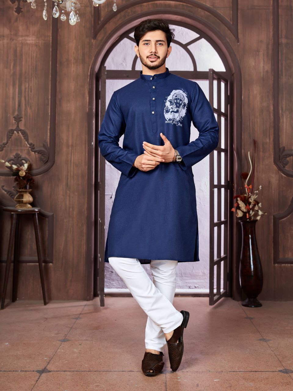 Men's Cotton Traditional Kurta Pyjama for Festival and Ganapati mahezon