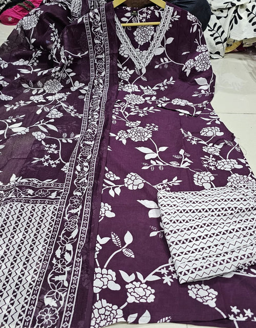 Load image into Gallery viewer, Women&#39;s Pure Cotton Embroidery Kurta Pant Dupatta Set mahezon
