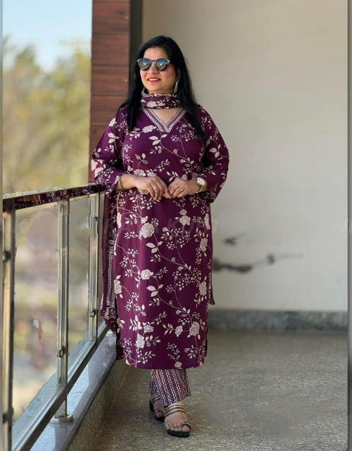 Load image into Gallery viewer, Women&#39;s Pure Cotton Embroidery Kurta Pant Dupatta Set mahezon
