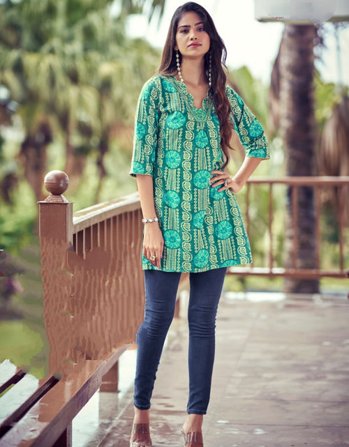 Load image into Gallery viewer, Beautiful Trendy Blue Western Tunics for Girls and Women&#39;s mahezon
