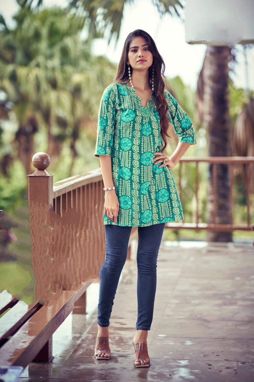 Beautiful Trendy Blue Western Tunics for Girls and Women's mahezon