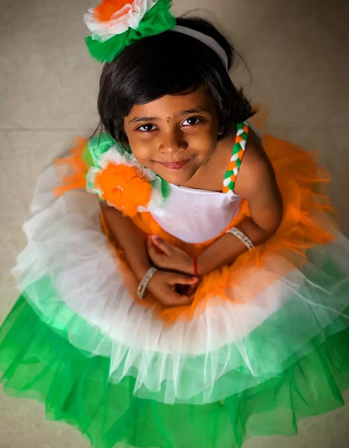 Load image into Gallery viewer, Kids Girl Tiranga Tricolour Frock Dress for Independence and Republic Day mahezon
