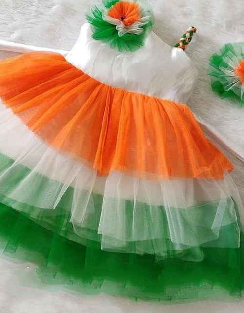 Load image into Gallery viewer, Kids Girl Tiranga Tricolour Frock Dress for Independence and Republic Day mahezon
