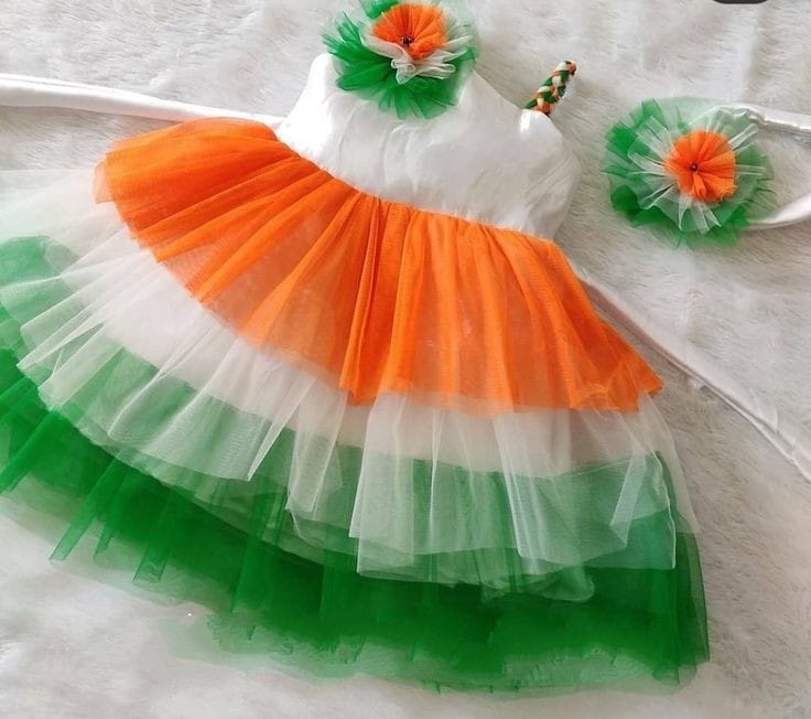 Kids Girl Tiranga Tricolour Frock Dress for Independence and Republic Day mahezon