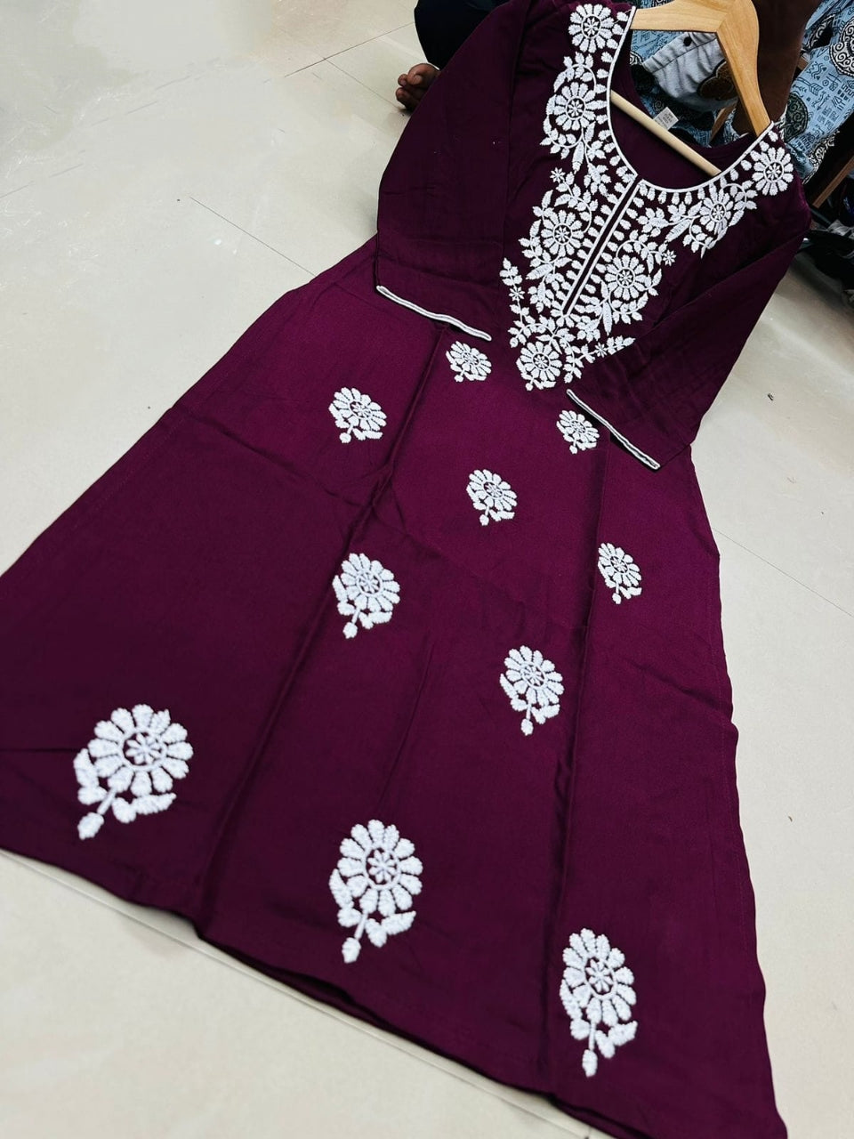 Women's Lucknowi Rayon Kurti for Festival and Wedding Wear mahezon