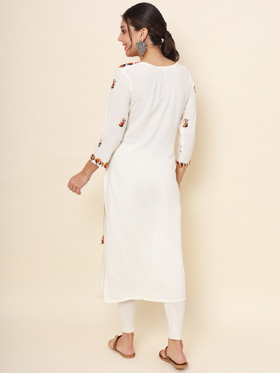 Women's White and Black Lucknowi Chikankari Kurti For Rakshabandhan and Wedding Wear mahezon