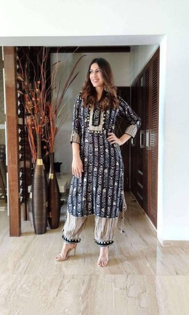 Load image into Gallery viewer, Women&#39;s Rayon Printed Kurti Pant Set for Wedding and Rakshabandhan mahezon
