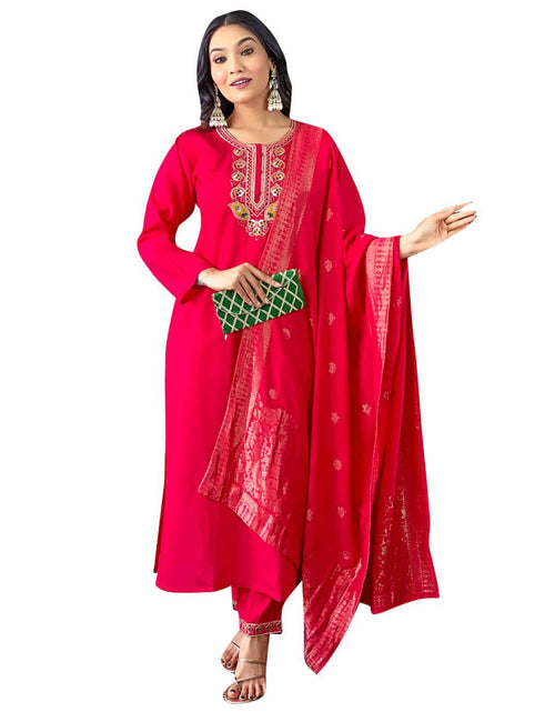 Load image into Gallery viewer, Women&#39;s Embroidery Kurta Pant Dupatta Set for Wedding and Raksha bandhan mahezon
