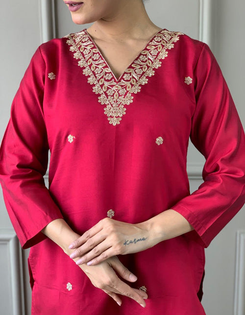 Load image into Gallery viewer, Women&#39;s Embroidery Kurta Pant Dupatta Set for Raksha bandhan Festival and Weddings mahezon
