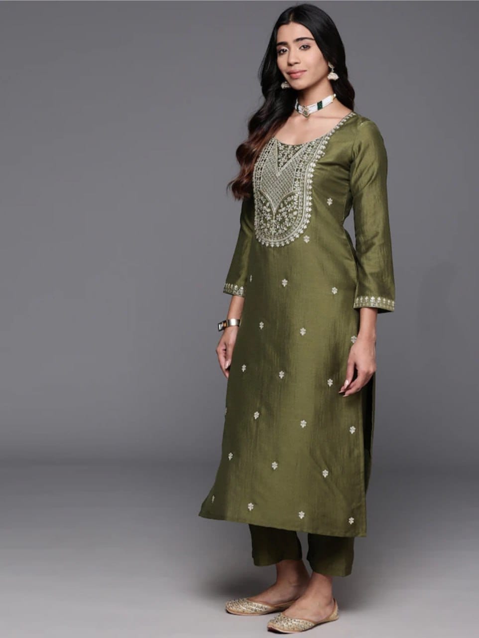 Women's Green Kurta Pant Dupatta Set for Wedding and Festival Wear mahezon