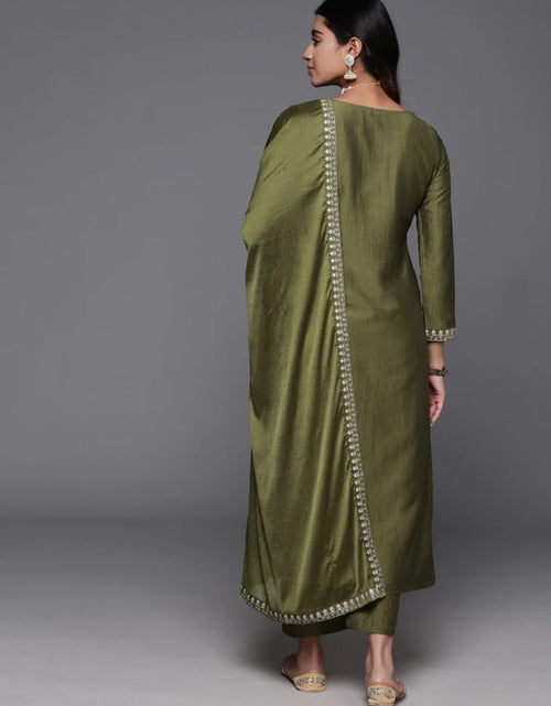 Load image into Gallery viewer, Women&#39;s Green Kurta Pant Dupatta Set for Wedding and Festival Wear mahezon
