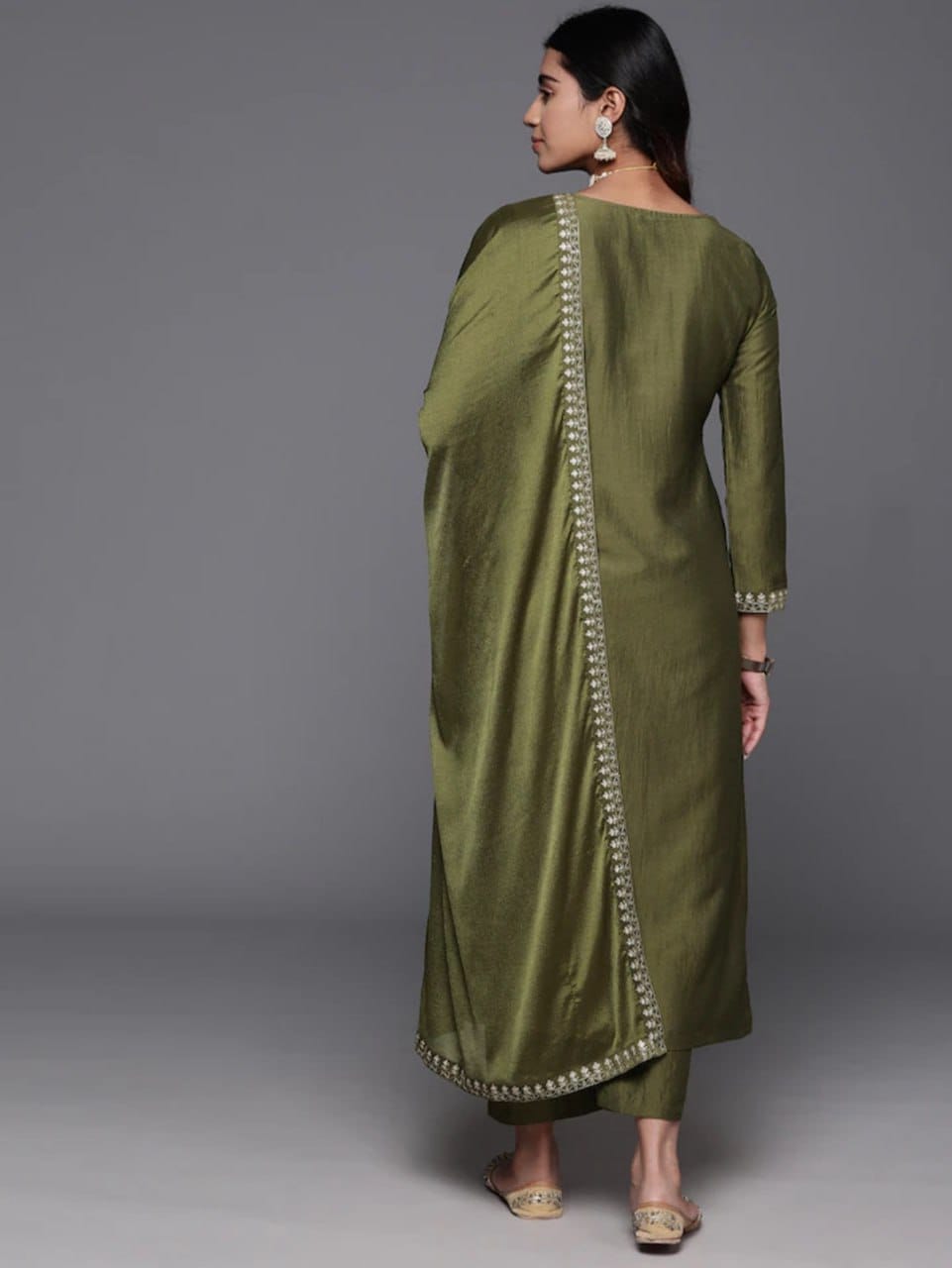 Women's Green Kurta Pant Dupatta Set for Wedding and Festival Wear mahezon