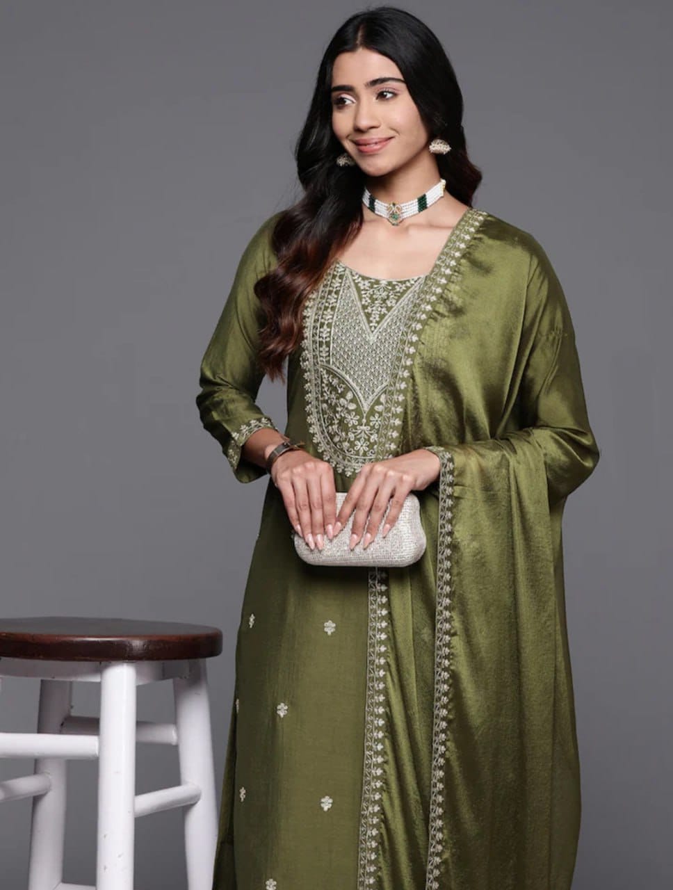 Women's Green Kurta Pant Dupatta Set for Wedding and Festival Wear mahezon