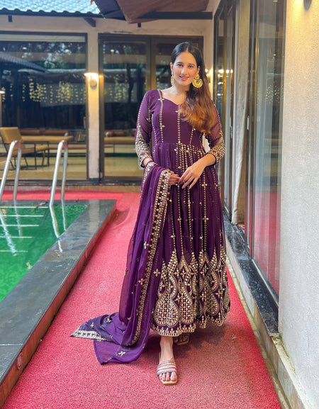 Women's Designer Anarkali Kurta Pant Dupatta Suit for Wedding and Raksha bandhan mahezon