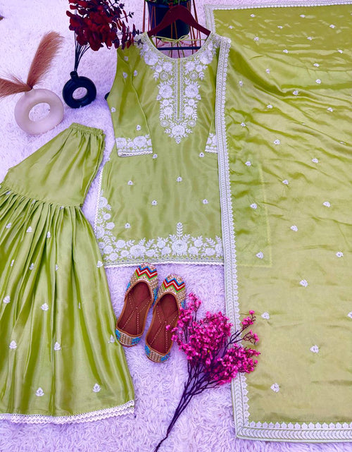 Load image into Gallery viewer, Women&#39;s Designer Embroidery Party Wear Top Palazzo and Dupatta for Wedding and Raksha bandhan mahezon
