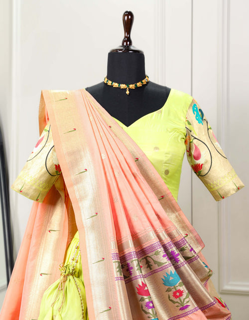 Load image into Gallery viewer, Women Green Paithani Lehenga Choli Dupatta Set for Wedding and Festival mahezon
