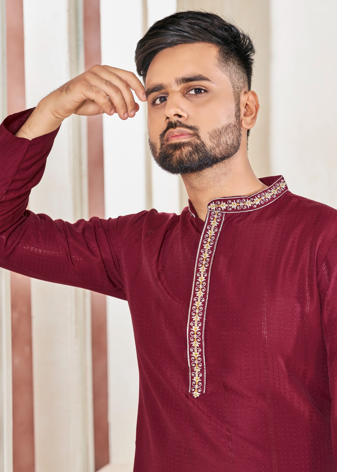 Men Traditional Indian Kurta Pyjama Set for Wedding and Festival mahezon