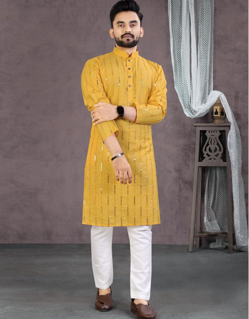 Load image into Gallery viewer, Men Black Cotton Traditional Kurta Pyjama Set for Wedding and Festival mahezon
