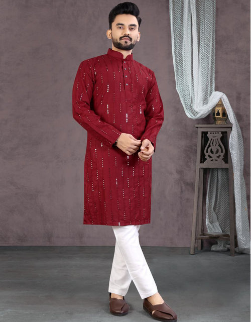 Load image into Gallery viewer, Men Cotton Fancy Kurta Pyjama Set for Wedding and Festival mahezon
