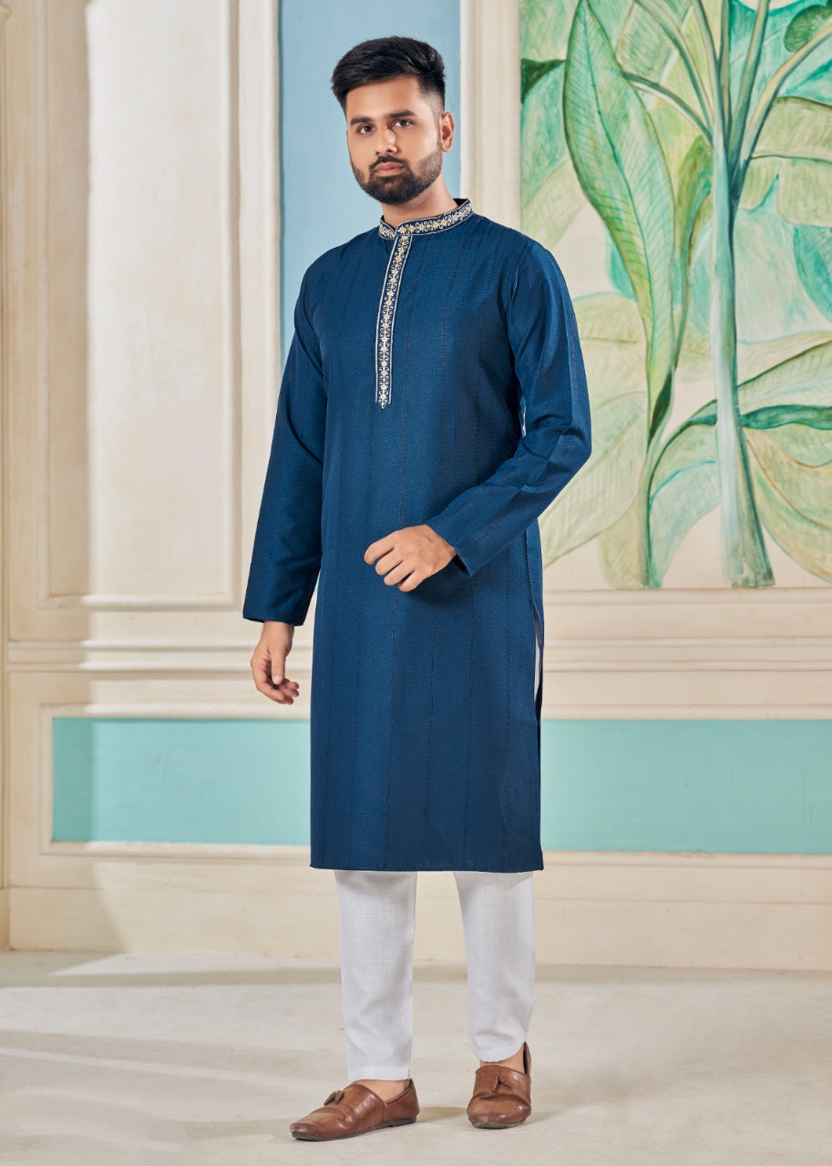 Men Traditional Indian Kurta Pyjama Set for Wedding and Festival mahezon