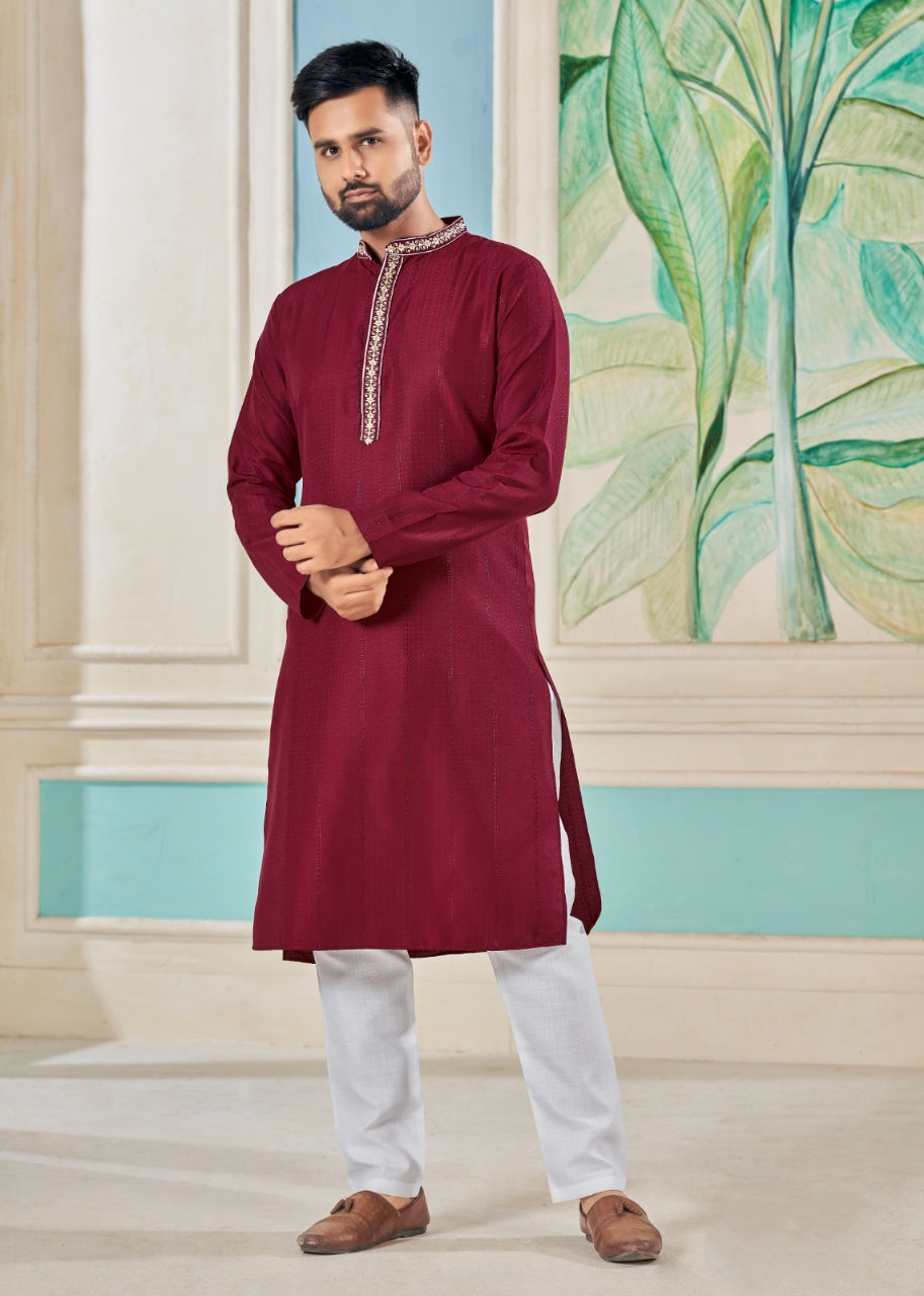 Men Traditional Indian Kurta Pyjama Set for Wedding and Festival mahezon