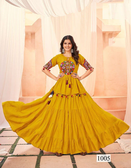 Navratri Women Yellow Top and Skirt Dress mahezon