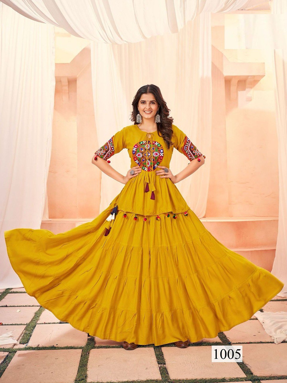 Navratri Women Yellow Top and Skirt Dress mahezon