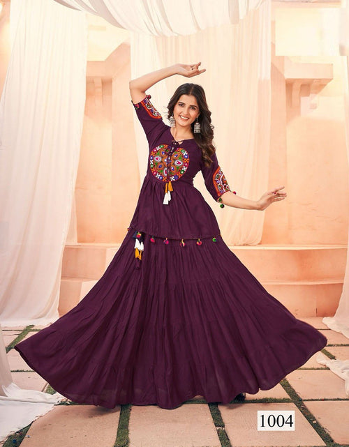 Load image into Gallery viewer, Navratri Women Wine Top and Skirt Dress mahezon
