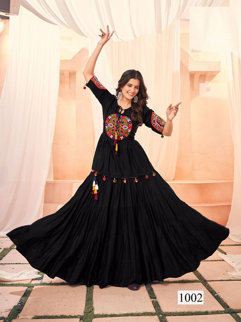 Navratri Women Black Top and Skirt Dress mahezon