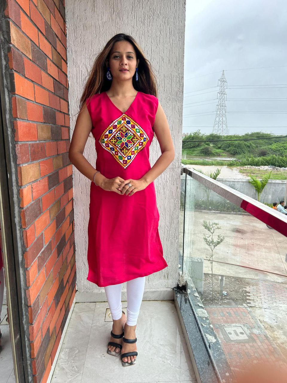 Navratri  Women Traditional Pink Kurti mahezon