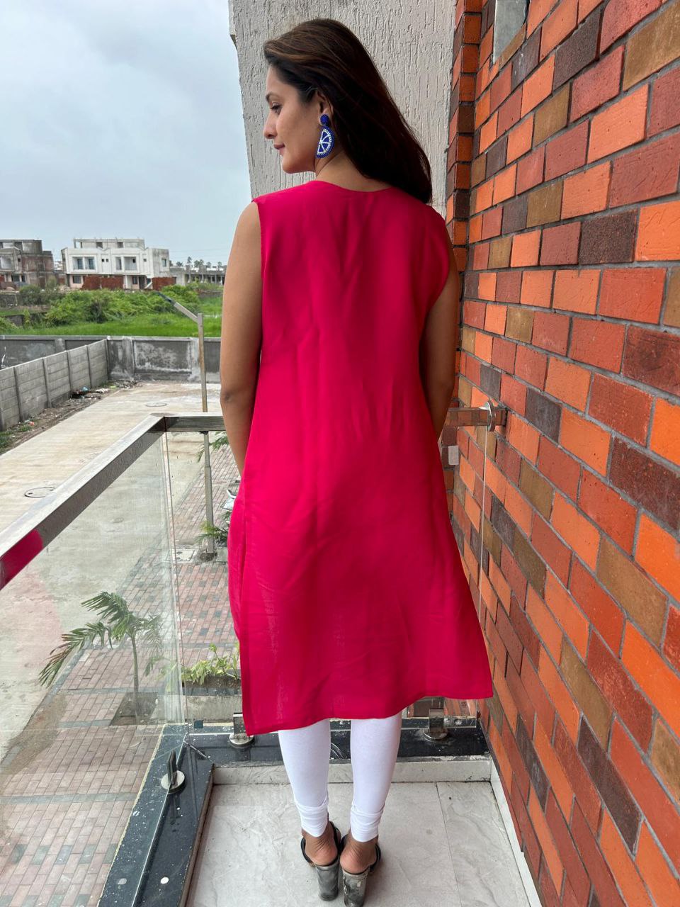 Navratri  Women Traditional Pink Kurti mahezon