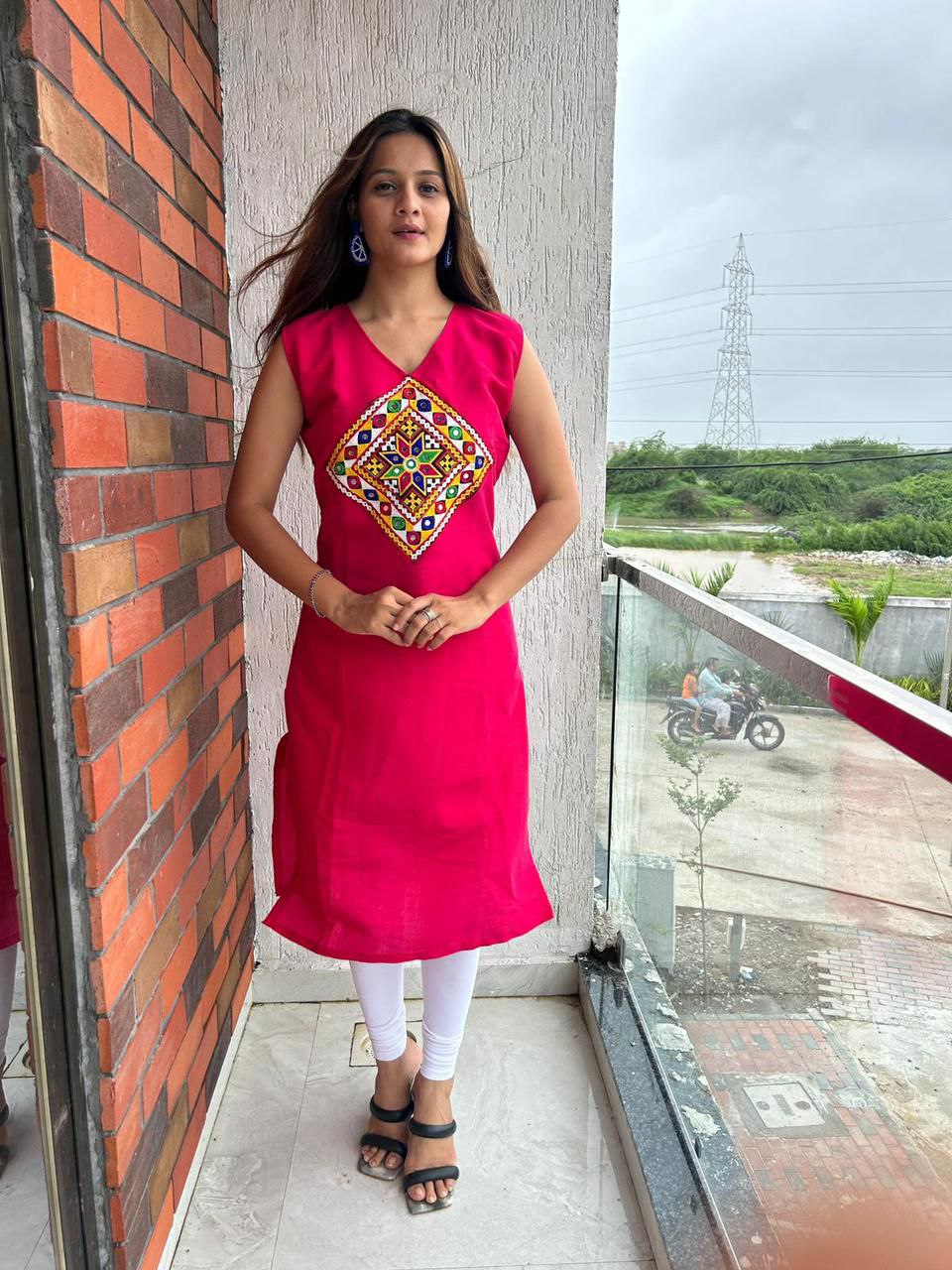 Navratri  Women Traditional Pink Kurti mahezon