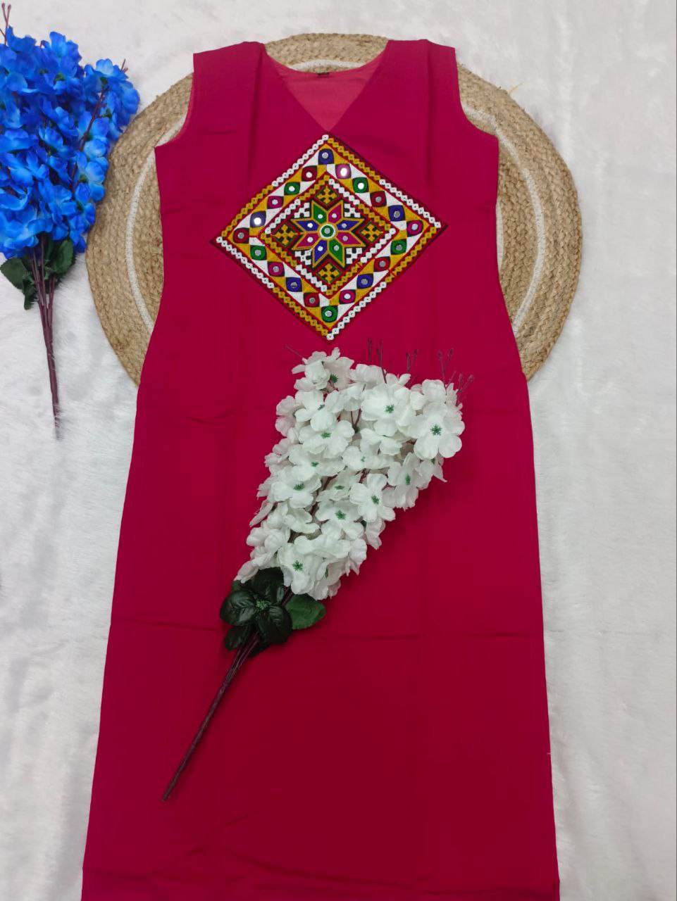 Navratri  Women Traditional Pink Kurti mahezon