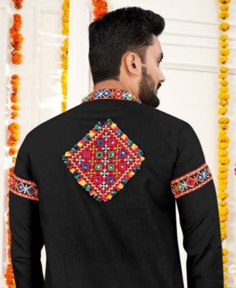 Navratri Traditional Indian Black Men Kurta Pajama mahezon