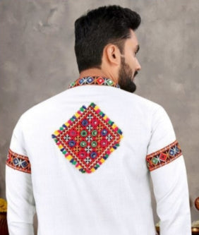 Navratri Traditional Indian White Men Kurta Pajama mahezon