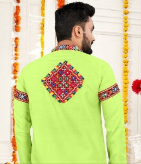 Navratri Traditional Indian Green Men Kurta Pajama mahezon