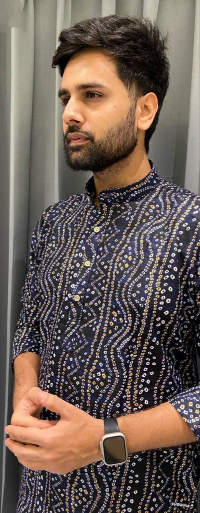 Men Traditional Indian Bandhani Print Kurta mahezon