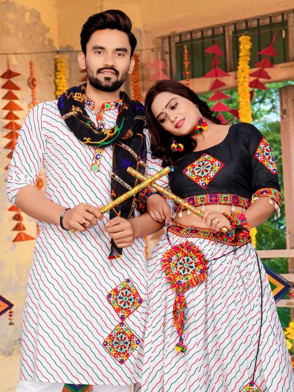 Navratri Traditional Indian Couple Wear Same Matching Outfits Set mahezon