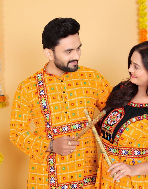 Load image into Gallery viewer, Navratri Traditional Indian Yellow Couple Wear Same Matching Outfits Set Dress mahezon
