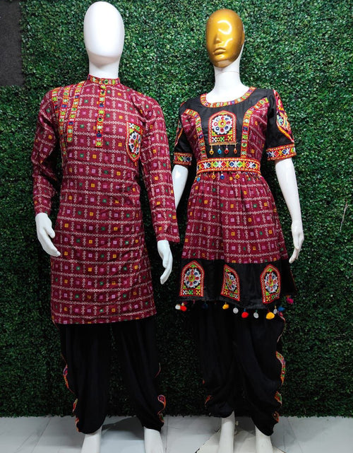 Load image into Gallery viewer, Navratri Traditional Indian Maroon Couple Wear Same Matching Outfits Set Dress mahezon
