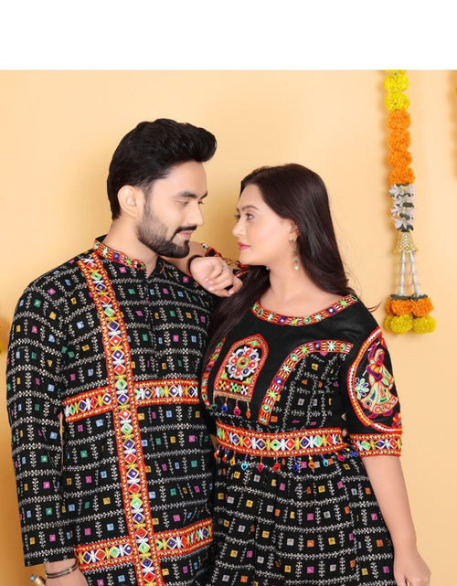 Load image into Gallery viewer, Navratri Traditional Indian Black Couple Wear Same Matching Outfits Set Dress mahezon
