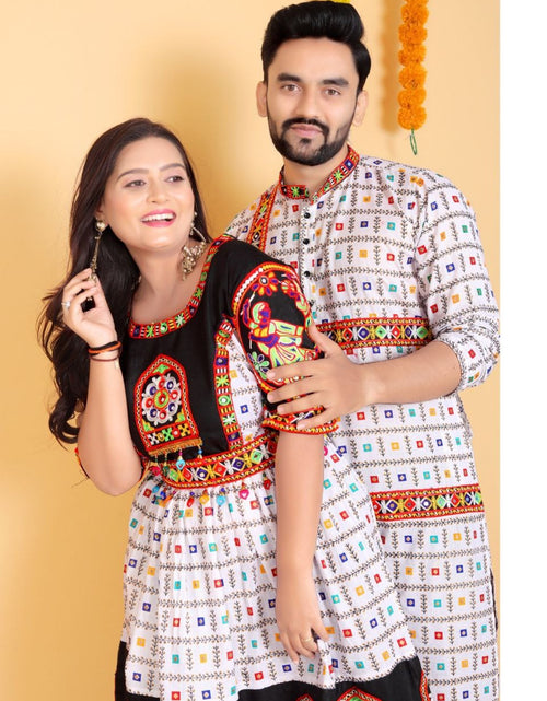 Load image into Gallery viewer, Navratri Traditional Indian White Couple Wear Same Matching Outfits Set Dress mahezon
