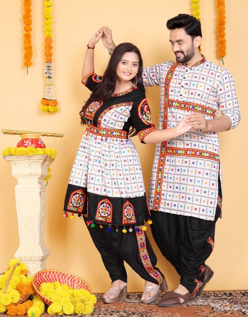 Load image into Gallery viewer, Navratri Traditional Indian White Couple Wear Same Matching Outfits Set Dress mahezon
