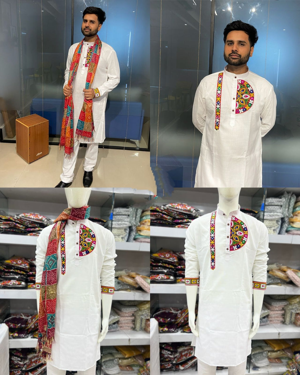 Navratri Traditional Stylish Men Kurta Dupatta mahezon