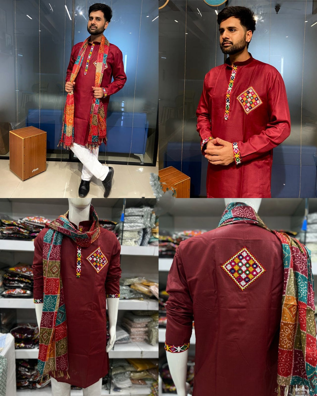 Navratri Traditional Stylish Men Kurta Dupatta mahezon