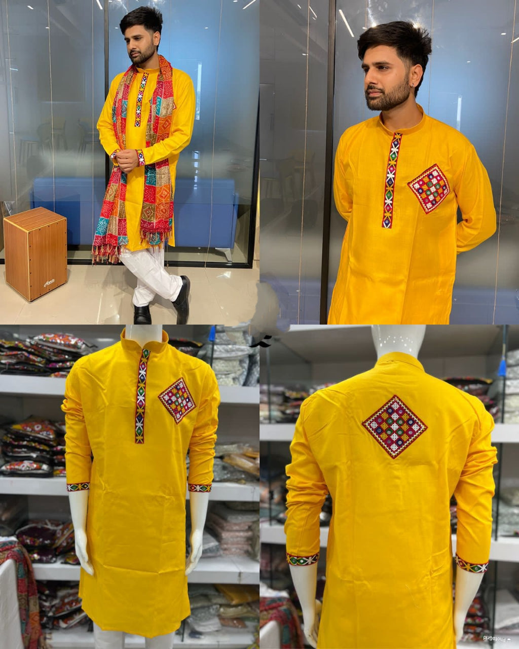 Navratri Traditional Stylish Men Kurta Dupatta mahezon